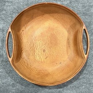 FINAL PRICE MCM ELLINGERS Agatized Wood Serving Bowl Cut Out Handles